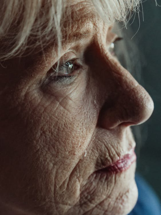  An old woman in tears
