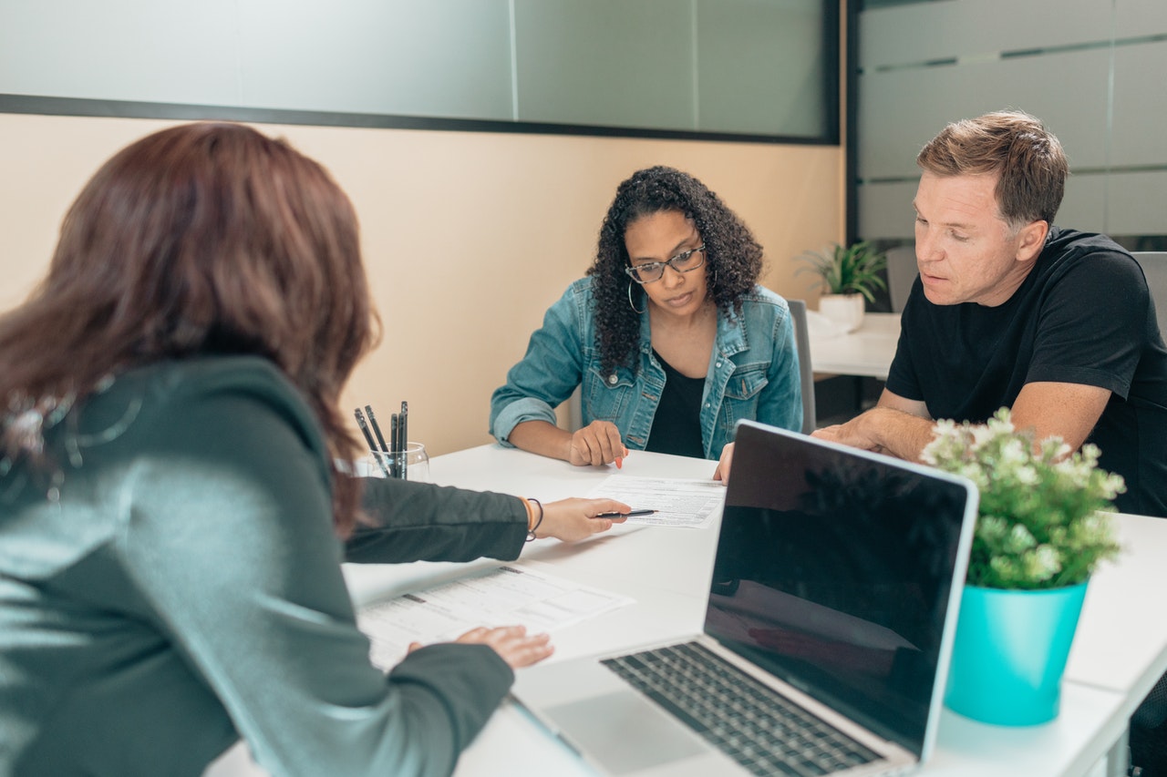 Parents consulting a family lawyer for child custody