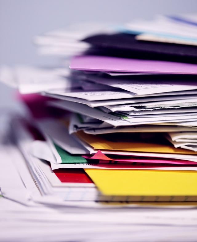 Stack of documents for the immigration process