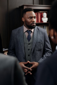 A professional divorce lawyer in an office