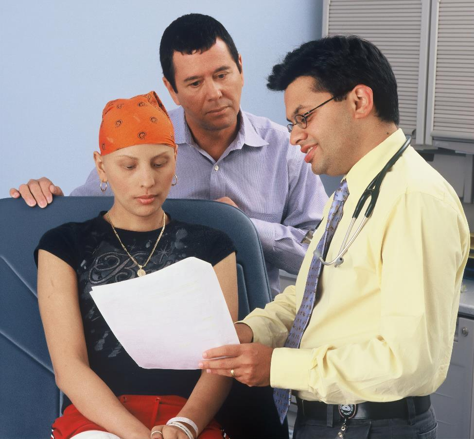 A cancer patient discussing the case with the doctor