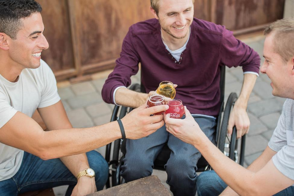 Three friends drinking together