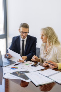  An estate lawyer with a client