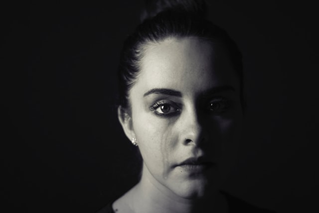 A woman crying