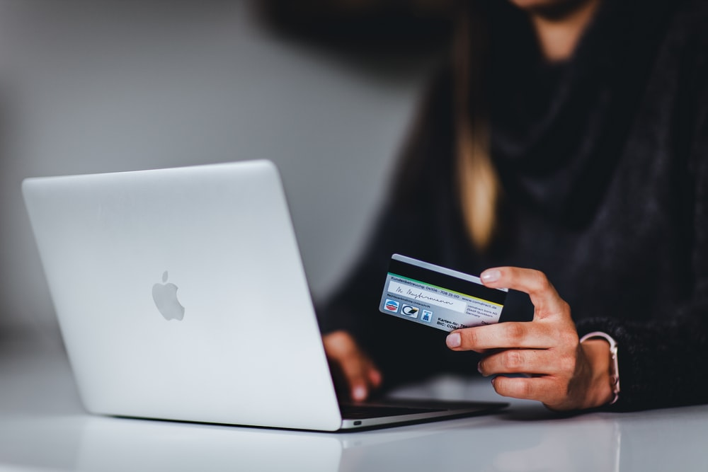 Person making an online payment. 