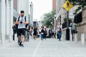  Immigrants walking on the street in Canada
