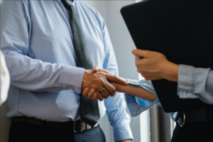 A person meeting HR.