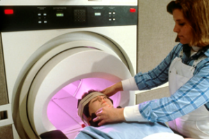 A brain injury patient getting examined
