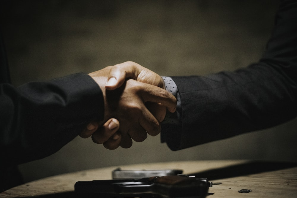 Two professionals shaking hands