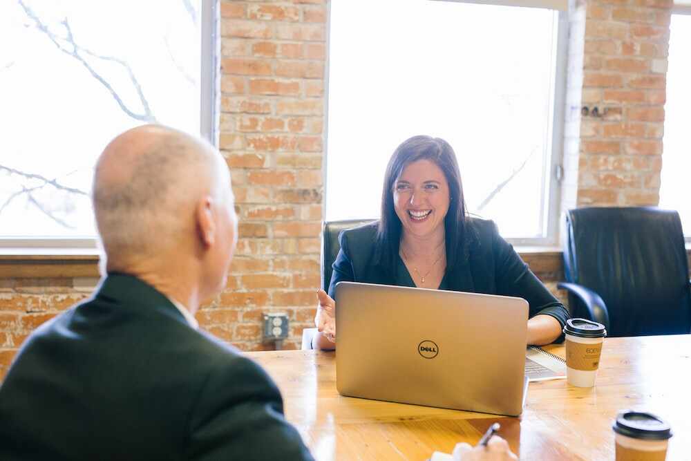 A lawyer with their client